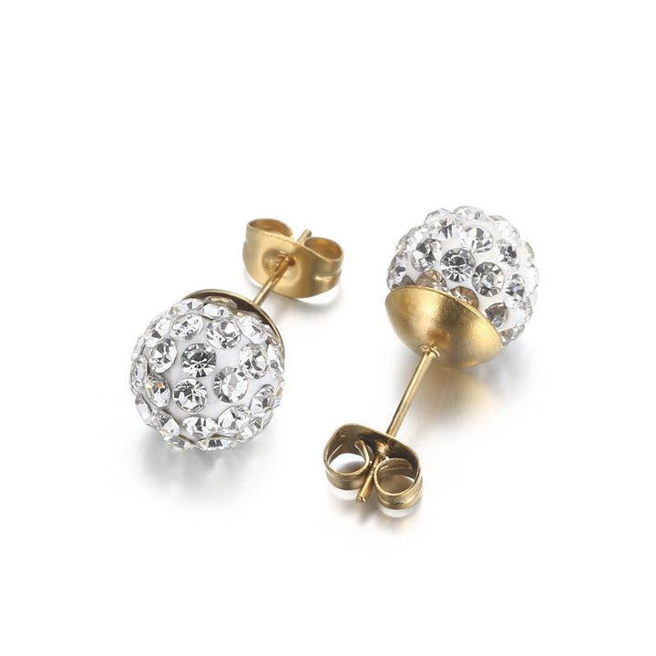 6/8/10/12/14mm Clay Zircon Ball Stub Earrings - kalen