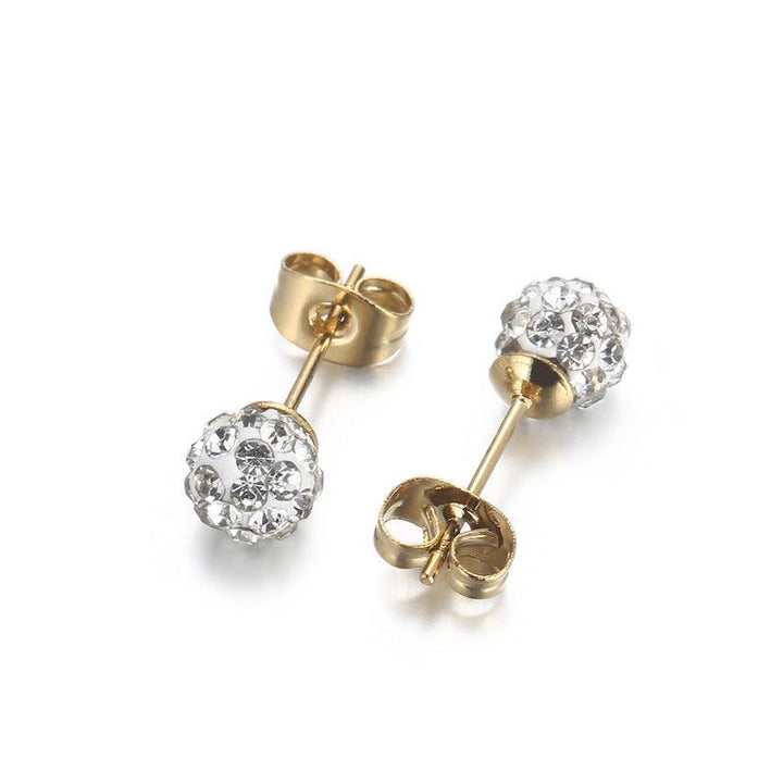 6/8/10/12/14mm Clay Zircon Ball Stub Earrings - kalen