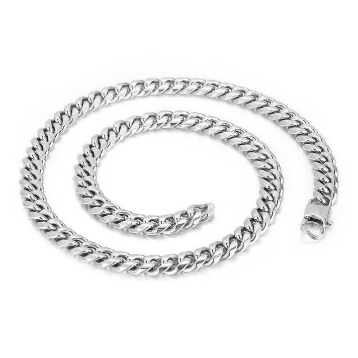 6/8/10mm Polished Miami Cuban Chain Bracelet Necklace Set with Lobster Clap - kalen