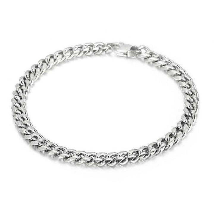 6/8/10mm Polished Miami Cuban Chain Bracelet Necklace Set with Lobster Clap - kalen