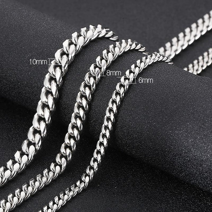 6/8/10mm Polished Miami Cuban Link Chain Necklace With Lobster Clap - kalen