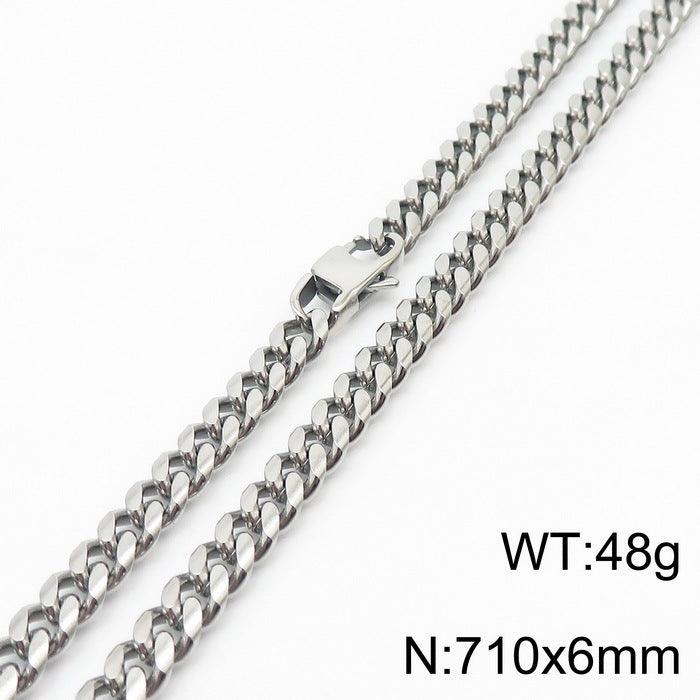 6/8/10mm Polished Miami Cuban Link Chain Necklace With Lobster Clap - kalen