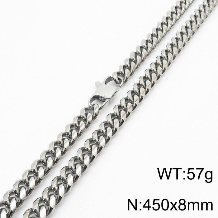 6/8/10mm Polished Miami Cuban Link Chain Necklace With Lobster Clap - kalen