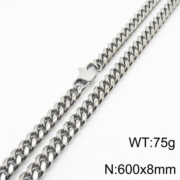 6/8/10mm Polished Miami Cuban Link Chain Necklace With Lobster Clap - kalen