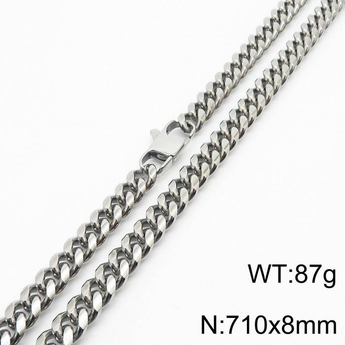 6/8/10mm Polished Miami Cuban Link Chain Necklace With Lobster Clap - kalen