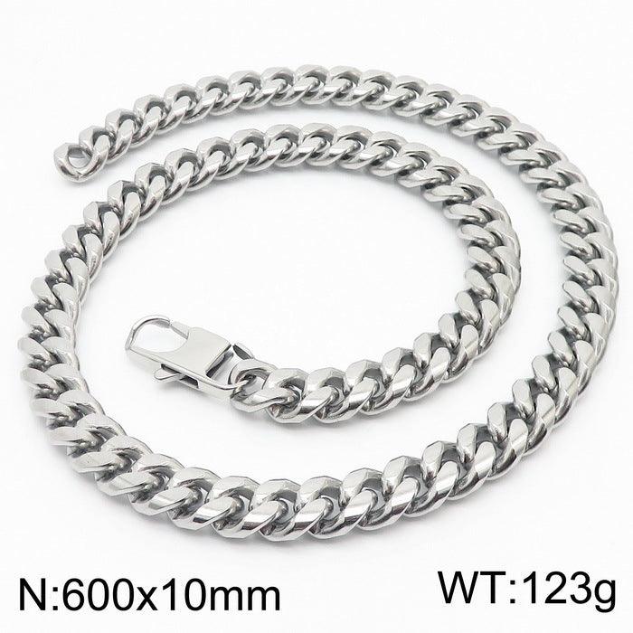 6/8/10mm Polished Miami Cuban Link Chain Necklace With Lobster Clap - kalen