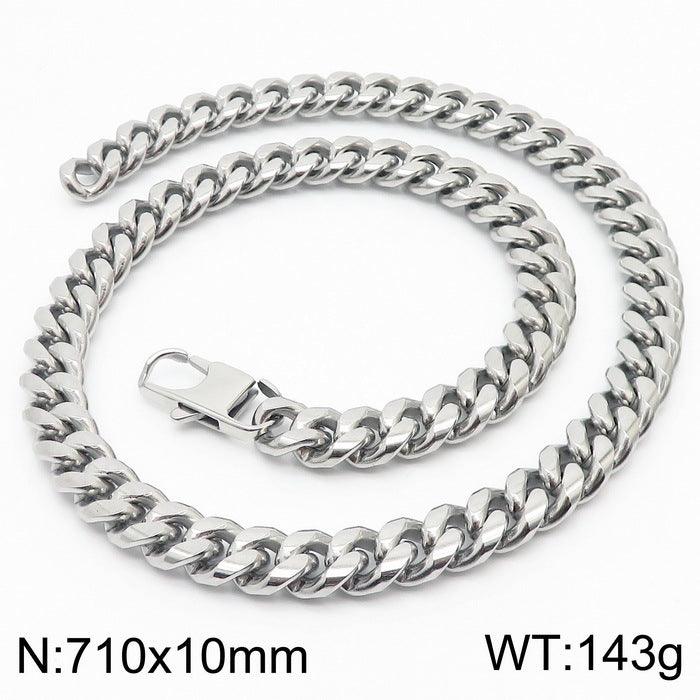 6/8/10mm Polished Miami Cuban Link Chain Necklace With Lobster Clap - kalen