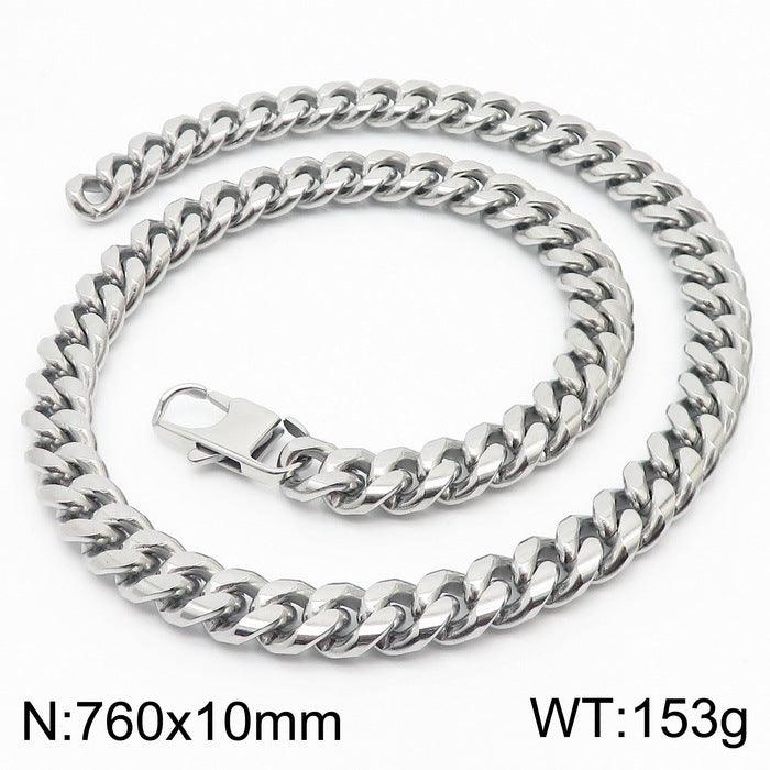 6/8/10mm Polished Miami Cuban Link Chain Necklace With Lobster Clap - kalen