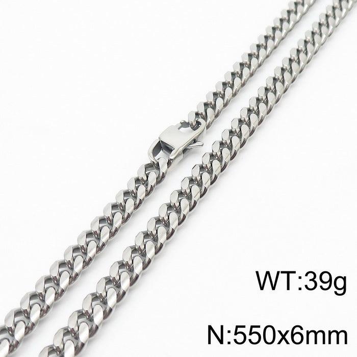 6/8/10mm Polished Miami Cuban Link Chain Necklace With Lobster Clap - kalen