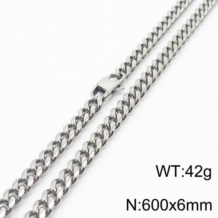 6/8/10mm Polished Miami Cuban Link Chain Necklace With Lobster Clap - kalen