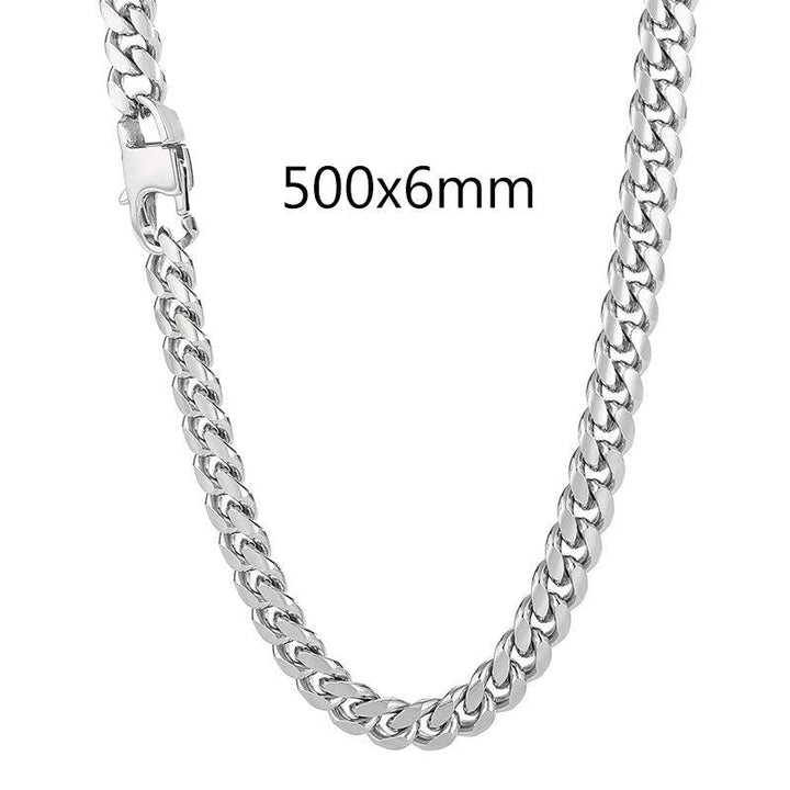 6/8/10mm Stainless Steel Cuban Link Chain Necklace - kalen