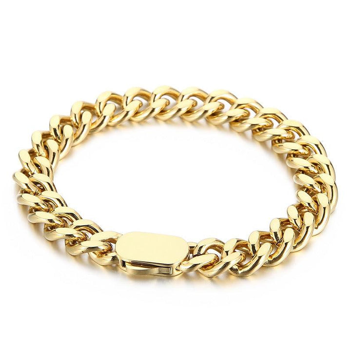 6/8/11mm Polished 2-Side Cut Curb Cuban Chain Bracelet with Push Bottom Box Clap - kalen