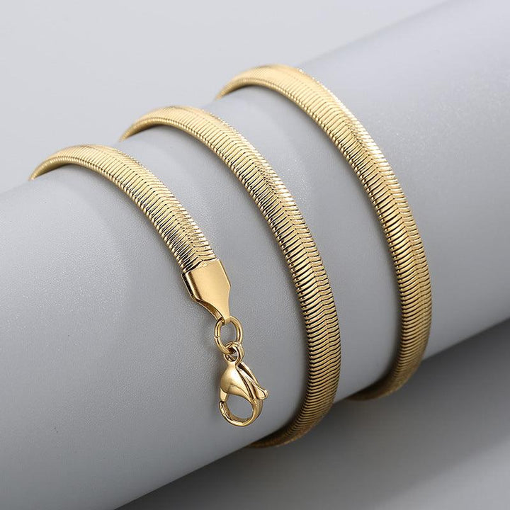 6/8mm Flated Snake Chain Necklace Stainless Steel - kalen