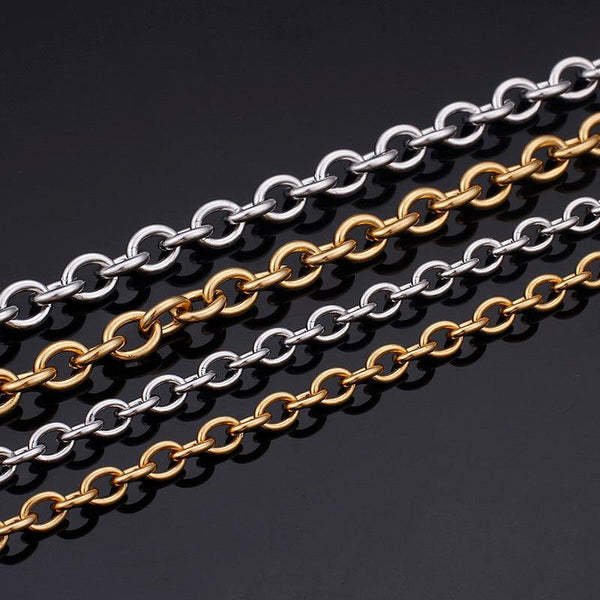 6/8mm O-Chain Link Loop Chain Stainless Steel Bracelet Necklace With OT Clap - kalen
