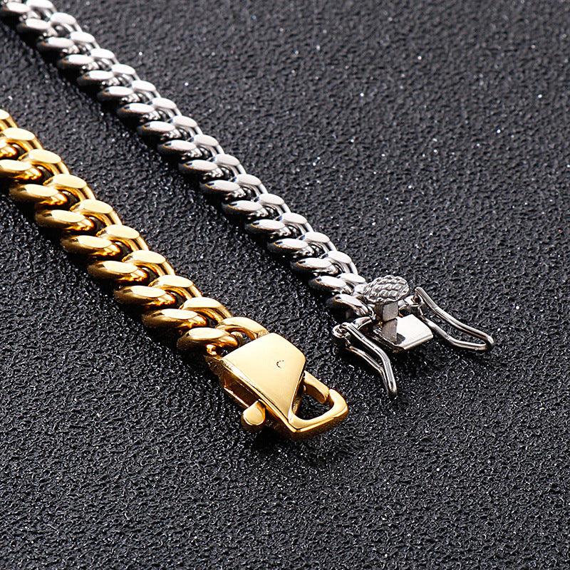 6/8mm Polished 2-Side Cut Curb Cuban Chain Bracelet Necklace with Lobs ...