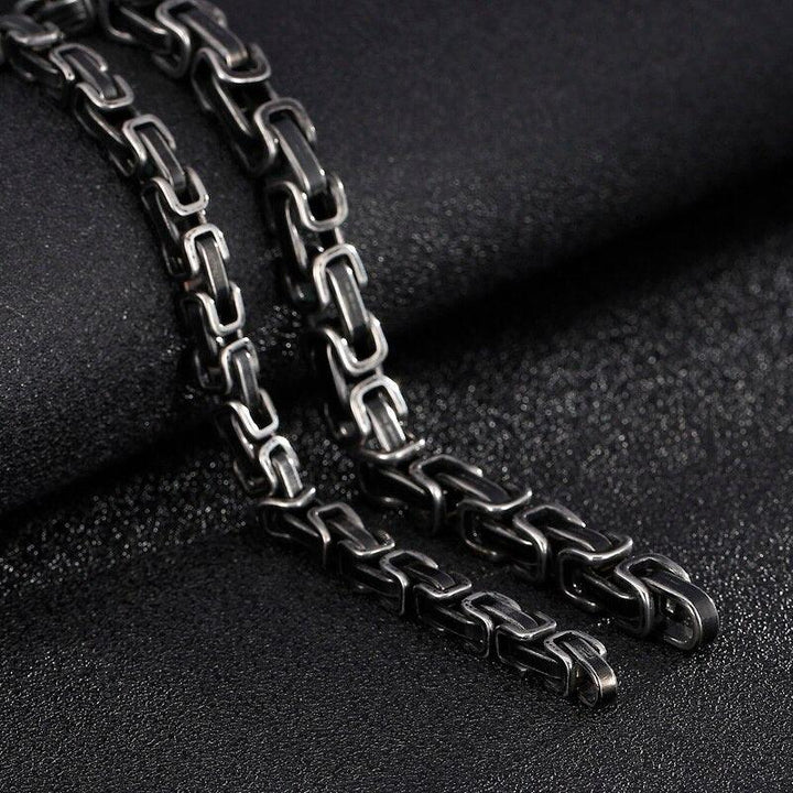 KALEN Stainless Steel 45-76cm Long Chain Necklace Men Women Punk Matte Brushed 8mm Byzantine Chain Choker Necklace Jewelry.