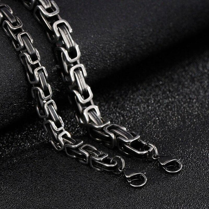 KALEN Stainless Steel 45-76cm Long Chain Necklace Men Women Punk Matte Brushed 8mm Byzantine Chain Choker Necklace Jewelry.