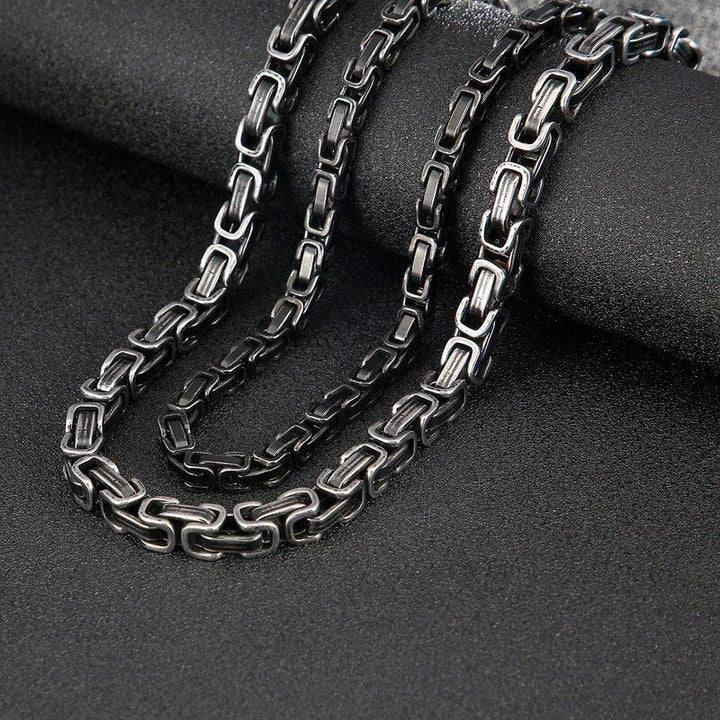 KALEN Stainless Steel 45-76cm Long Chain Necklace Men Women Punk Matte Brushed 8mm Byzantine Chain Choker Necklace Jewelry.