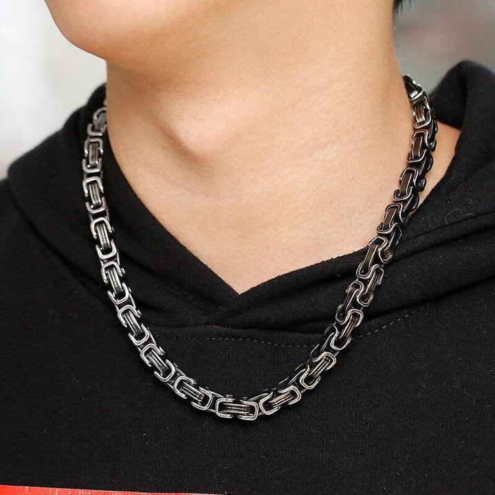 KALEN Stainless Steel 45-76cm Long Chain Necklace Men Women Punk Matte Brushed 8mm Byzantine Chain Choker Necklace Jewelry.