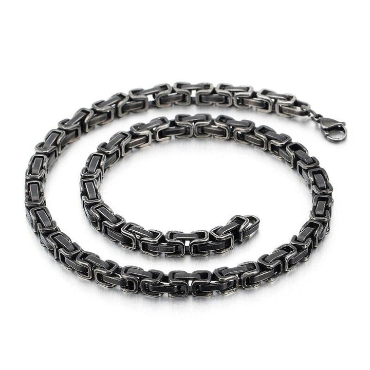 KALEN Stainless Steel 45-76cm Long Chain Necklace Men Women Punk Matte Brushed 8mm Byzantine Chain Choker Necklace Jewelry.