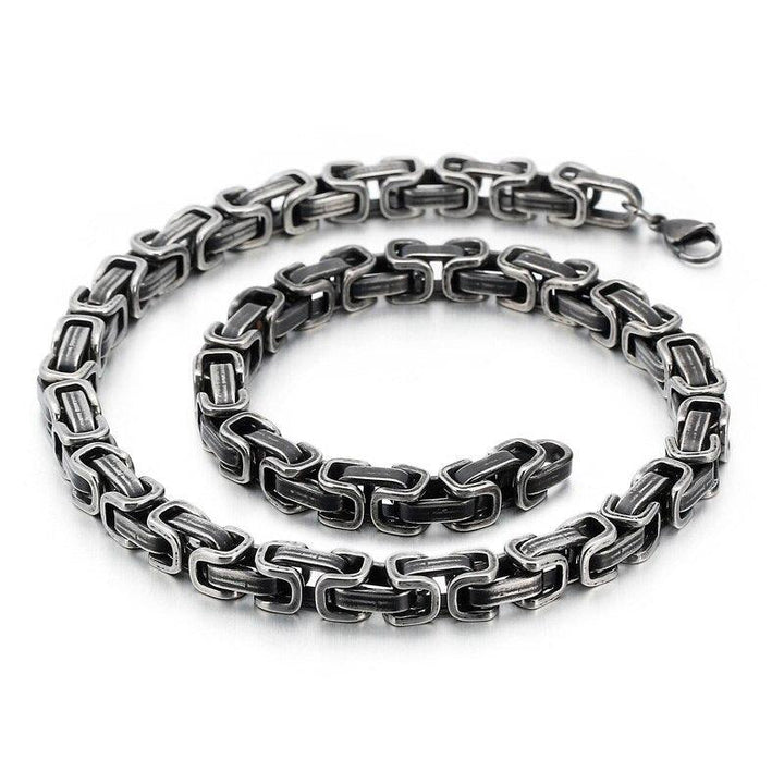 KALEN Stainless Steel 45-76cm Long Chain Necklace Men Women Punk Matte Brushed 8mm Byzantine Chain Choker Necklace Jewelry.