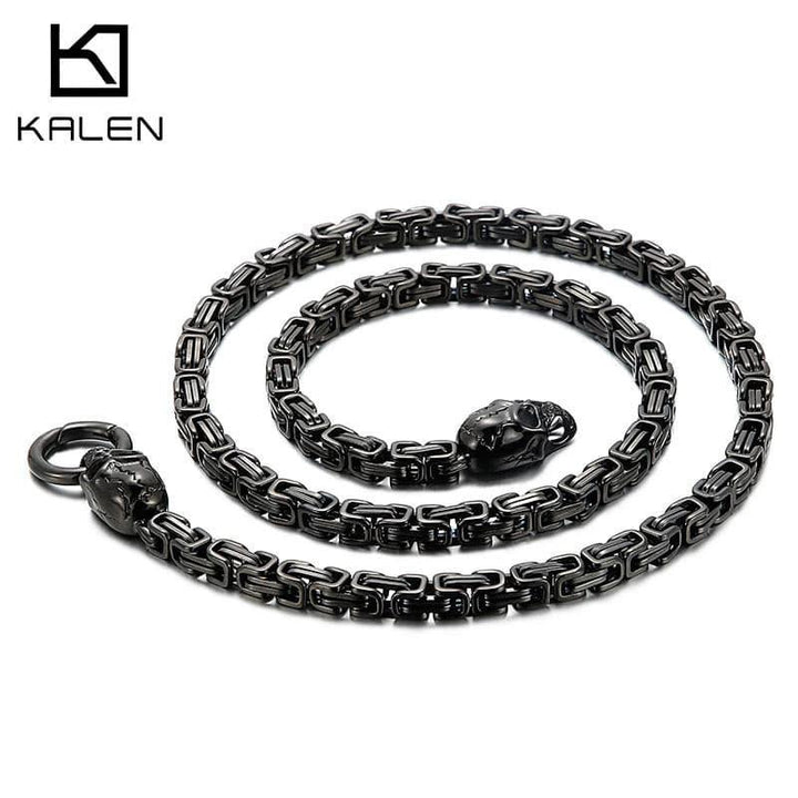 Kalen Men's Necklace Stainless Steel Charm Chain Gothic Chain Bone Decoration Jewelry Accessory.