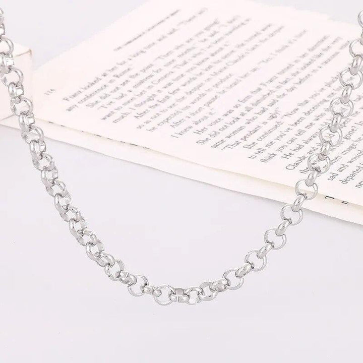 6MM Cable Round Box Chain ID Necklace Bracelet Jewelry Sets - kalen