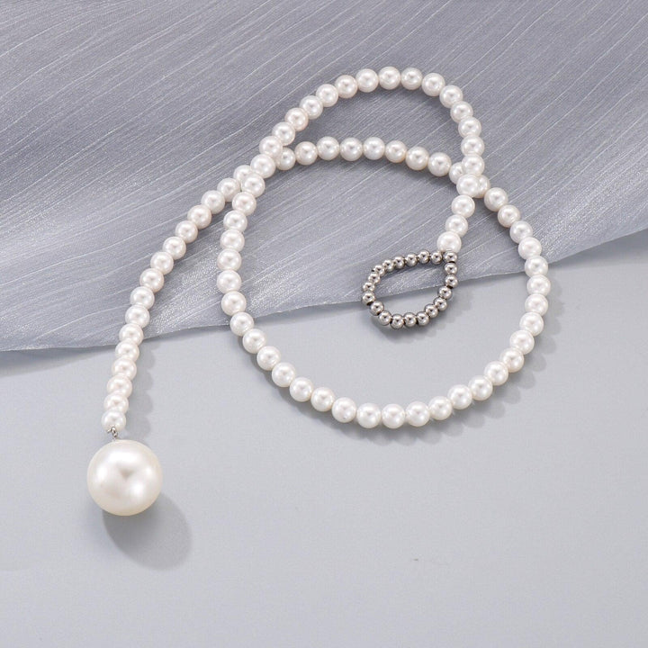 Kalen Elegant Big White Shell Pearl Beads Choker Clavicle Chain Necklace Bracelet Set For Women Pearl Wedding Jewelry Set Collar.