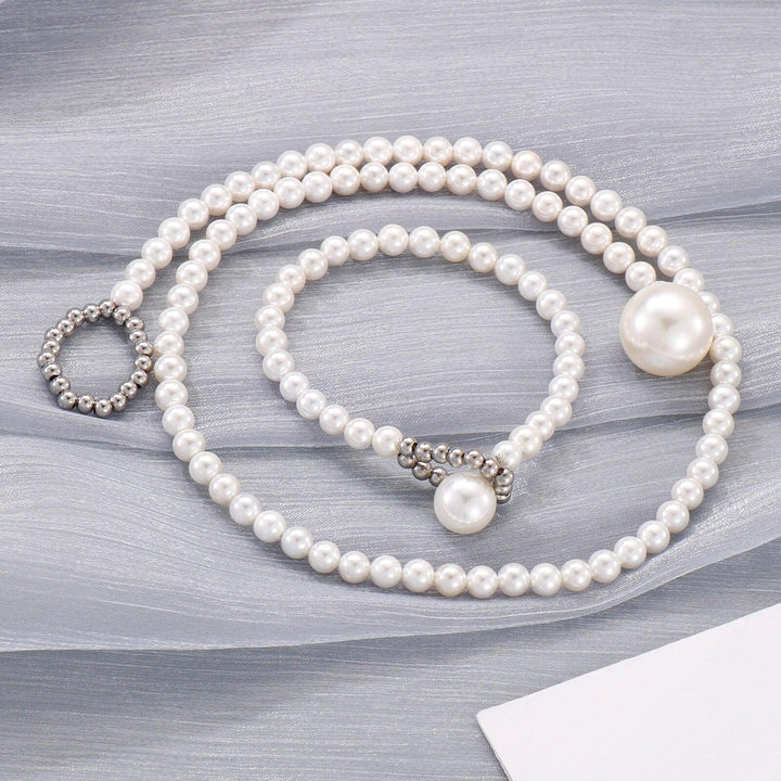 Kalen Elegant Big White Shell Pearl Beads Choker Clavicle Chain Necklace Bracelet Set For Women Pearl Wedding Jewelry Set Collar.