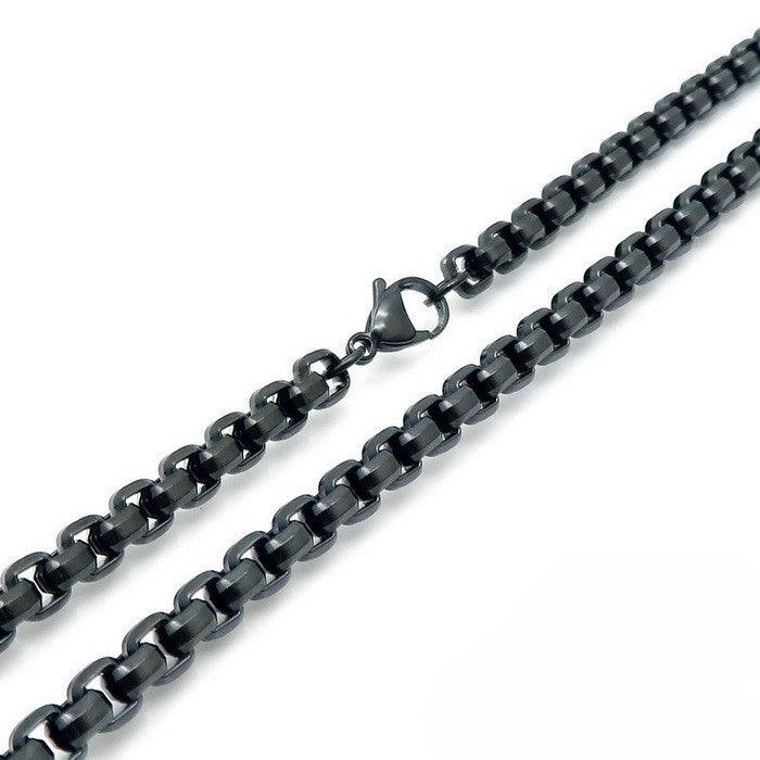 6mm Stainless Steel Cutting Box Chain Necklace Bracelet Jewelry Set - kalen