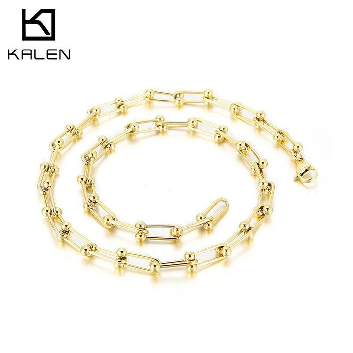 7.5/10mm Stainless Steel U Link Chain Necklace - kalen