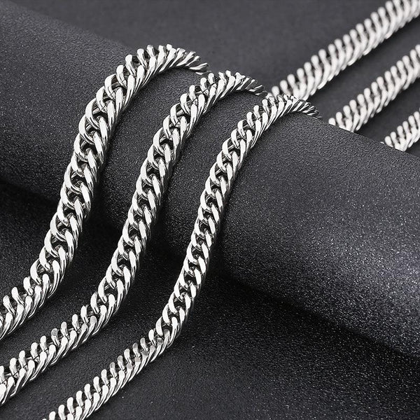 7/8/9.5 Stainless Steel Cuban Chain Necklaces with Square Clasp - kalen