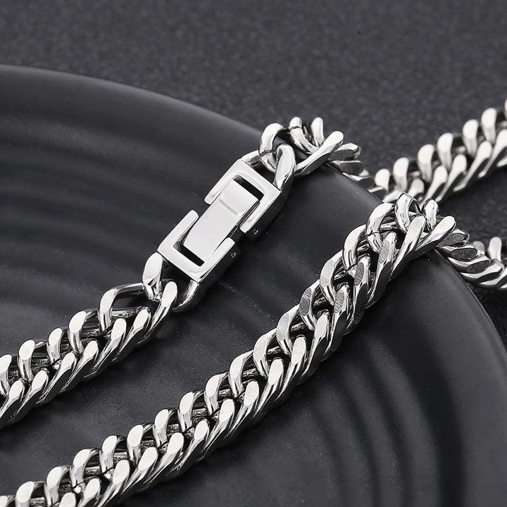 7/8/9.5 Stainless Steel Cuban Chain Necklaces with Square Clasp - kalen