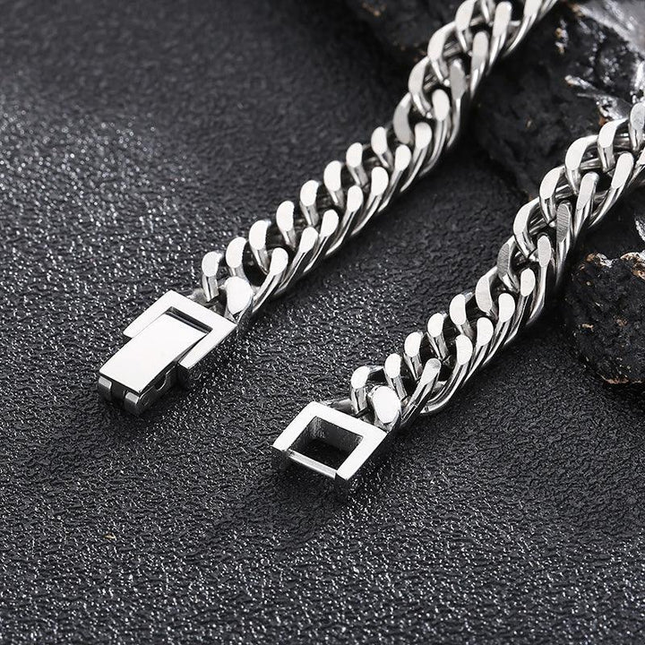 7/8/9.5 Stainless Steel Cuban Chain Necklaces with Square Clasp - kalen