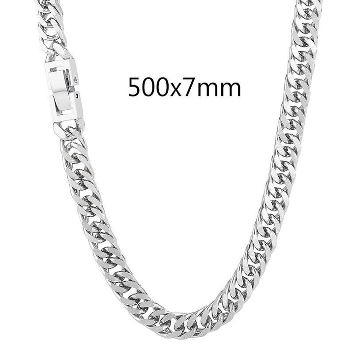 7/8/9.5 Stainless Steel Cuban Chain Necklaces with Square Clasp - kalen