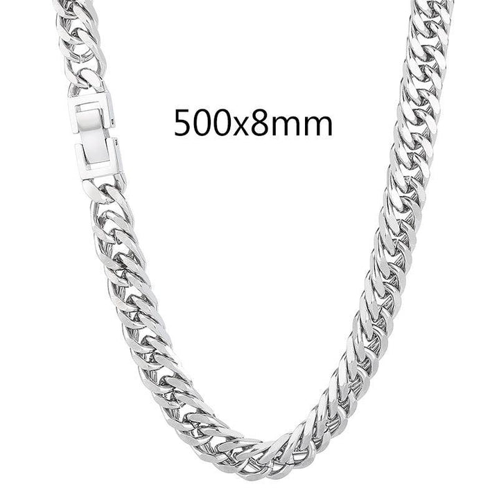 7/8/9.5 Stainless Steel Cuban Chain Necklaces with Square Clasp - kalen