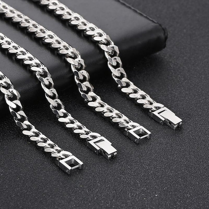 7/8mm Polished 6-Side Cut Curb Cuban Chain Necklace with Buckle Clap - kalen