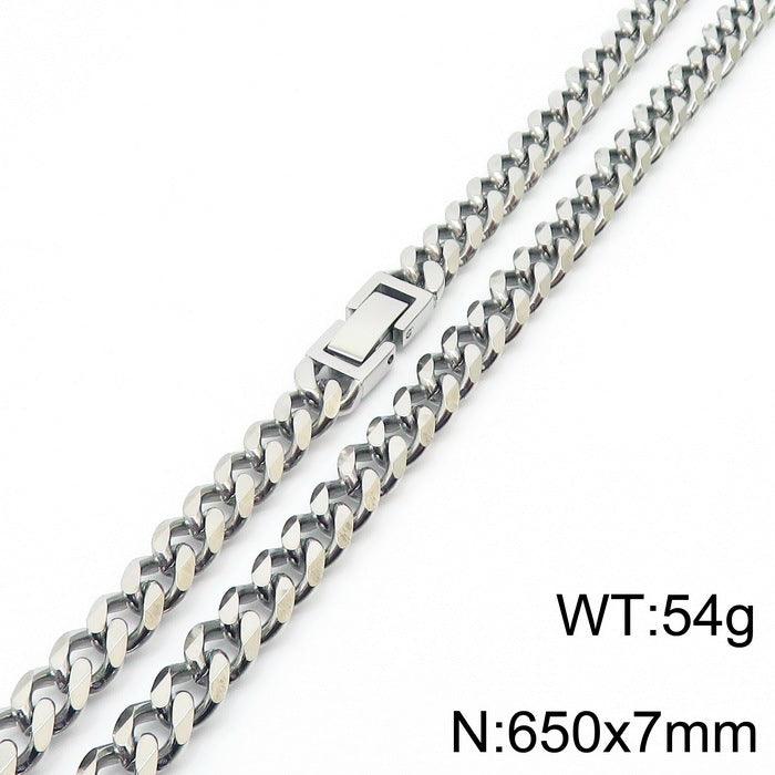 7/8mm Polished 6-Side Cut Curb Cuban Chain Necklace with Buckle Clap - kalen