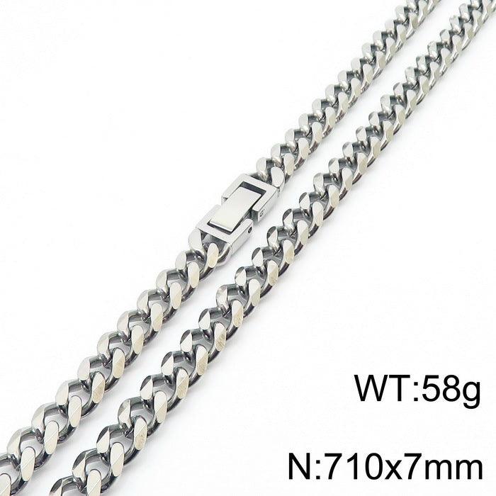 7/8mm Polished 6-Side Cut Curb Cuban Chain Necklace with Buckle Clap - kalen