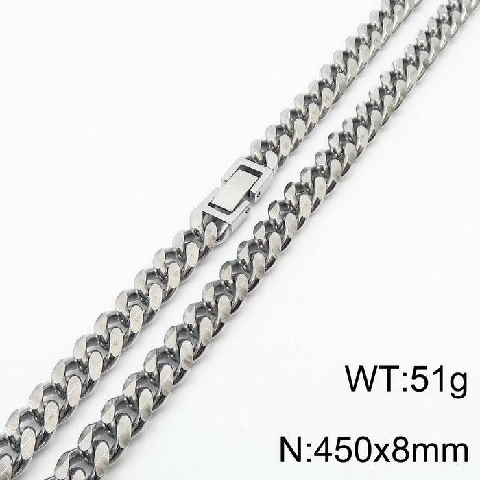 7/8mm Polished 6-Side Cut Curb Cuban Chain Necklace with Buckle Clap - kalen