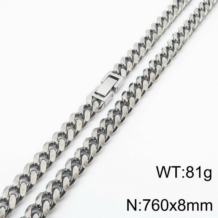 7/8mm Polished 6-Side Cut Curb Cuban Chain Necklace with Buckle Clap - kalen