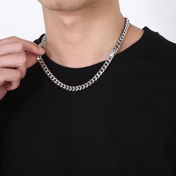 7/8mm Polished 6-Side Cut Curb Cuban Chain Necklace with Buckle Clap - kalen