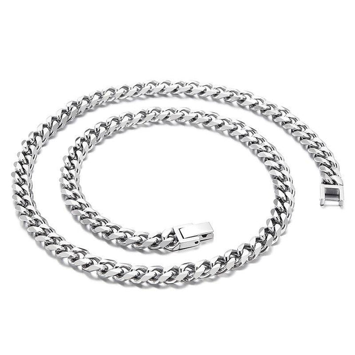 7/8mm Polished 6-Side Cut Curb Cuban Chain Necklace with Buckle Clap - kalen