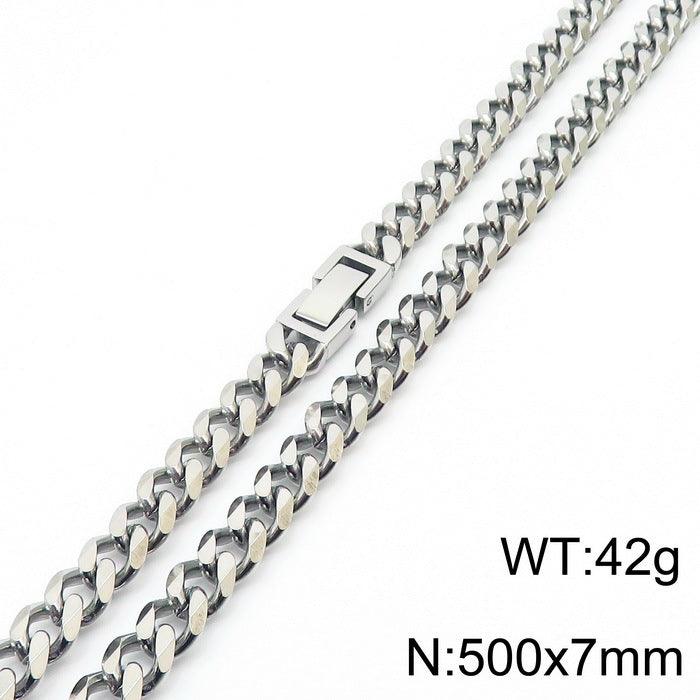 7/8mm Polished 6-Side Cut Curb Cuban Chain Necklace with Buckle Clap - kalen