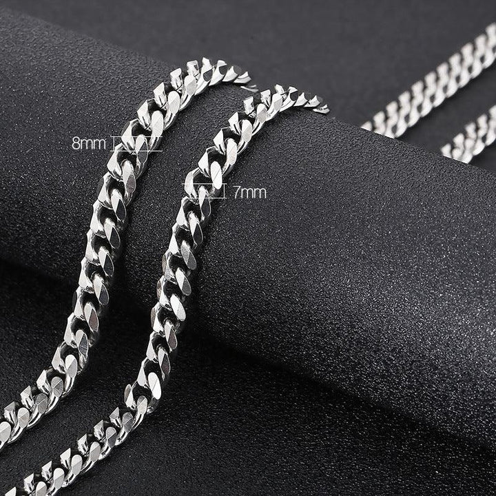 7/8mm Polished 6-Side Cut Curb Cuban Chain Necklace with Lobster Clap - kalen