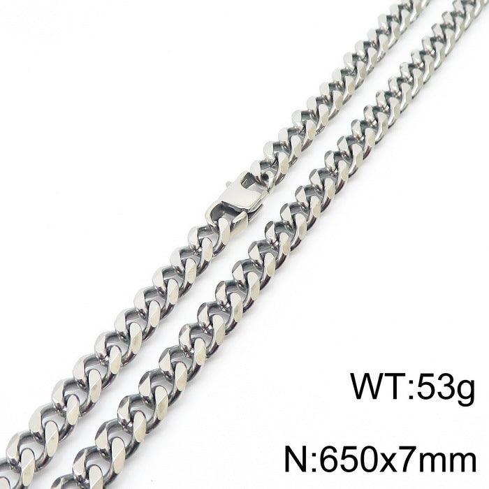 7/8mm Polished 6-Side Cut Curb Cuban Chain Necklace with Lobster Clap - kalen