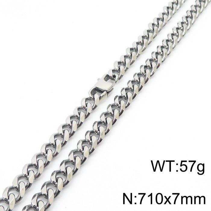 7/8mm Polished 6-Side Cut Curb Cuban Chain Necklace with Lobster Clap - kalen