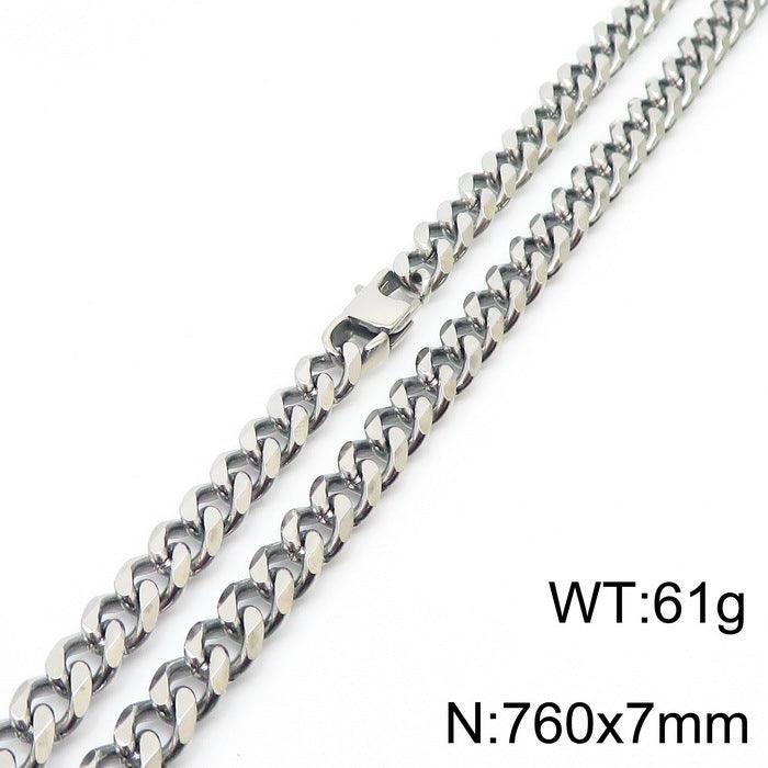 7/8mm Polished 6-Side Cut Curb Cuban Chain Necklace with Lobster Clap - kalen