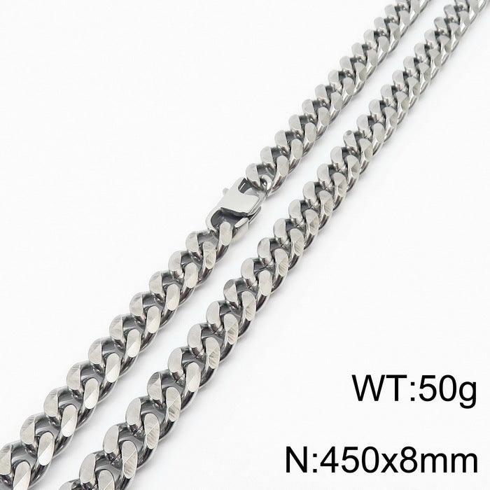 7/8mm Polished 6-Side Cut Curb Cuban Chain Necklace with Lobster Clap - kalen