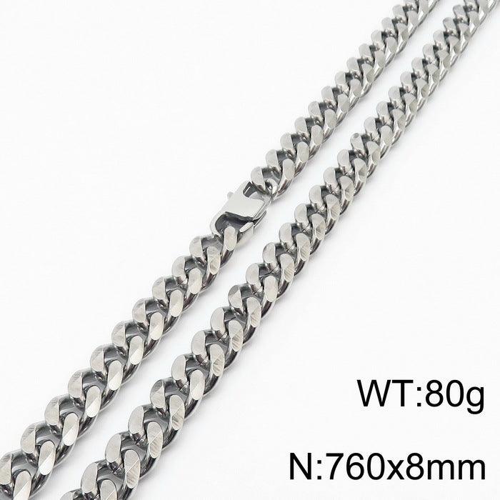 7/8mm Polished 6-Side Cut Curb Cuban Chain Necklace with Lobster Clap - kalen